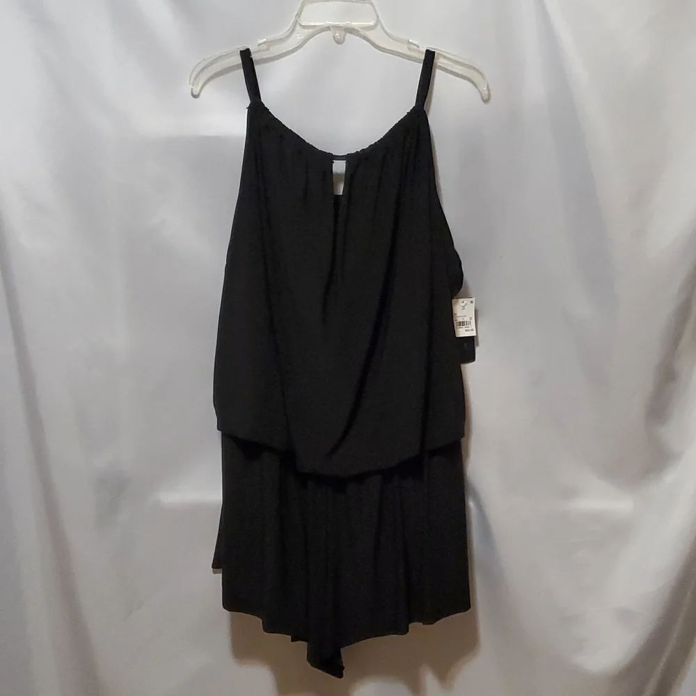 Aqua Green Swimwear Women's Plus Size One Piece Swimsuit Romper ~ Black - Picture 4 of 10